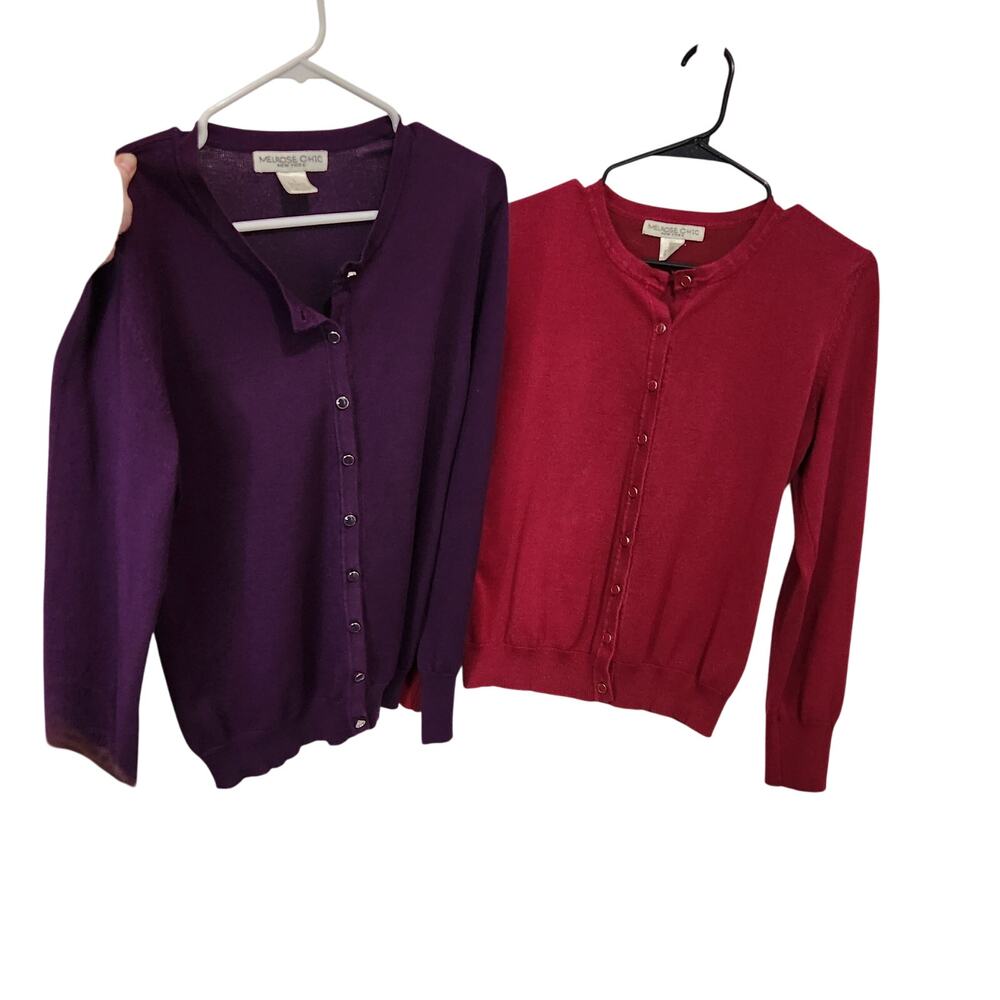 Lot Of Two Melrose Chic Crew Neck Casual Button Front Cardigan Sweater Large